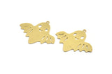 Brass Ghost Charm, 6 Raw Brass Cute Ghost Charms With 1 Loop, Findings (28.5x34x0.60mm) A6365