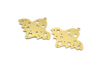 Brass Ghost Charm, 6 Raw Brass Cute Ghost Charms With 1 Loop, Star Charms, Findings (28.5x34x0.60mm) A6368