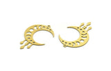 Brass Moon Charm, 8 Raw Brass Crescent Moon Charms, Moon Phases Charms, Findings (37x8x0.60mm) A6423
