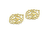 Brass Bee Charm, 6 Raw Brass Bee Charms With 1 Loop, Findings (33x27x0.60mm) A6421