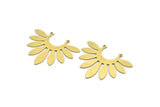 Brass Flower Charm, 4 Raw Brass Flower Shaped Charms With 2 Loops, Necklace Charms, Connector Findings (39x47x0.80mm) A6435