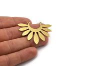 Brass Flower Charm, 4 Raw Brass Flower Shaped Charms With 2 Loops, Necklace Charms, Connector Findings (39x47x0.80mm) A6435