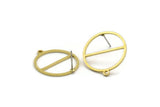 Brass Round Earring, 8 Raw Brass Round Shaped Stud Earrings With 1 Loop (23.5x21x1mm) A4703 A6439