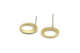 Brass Circle Earring, 8 Raw Brass Round Stud Earrings (12x1.5mm) BS 2009 A6433