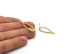 Brass Drop Earring, 8 Raw Brass Drop Stud Earrings With 1 Loop (30x13x1mm) D1083 A6438