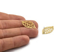 Brass Leaf Earring, 12 Raw Brass Leaf Stud Earrings With 1 Loop, Findings (27x16x0.40mm) D1285 A6436
