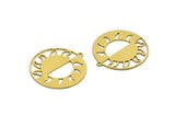 Brass Sun Charm, 6 Raw Brass Round Shaped Charms With 1 Loop, Pendants, Findings (30.5x28x0.60mm) A6419