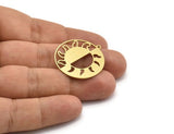 Brass Sun Charm, 6 Raw Brass Round Shaped Charms With 1 Loop, Pendants, Findings (30.5x28x0.60mm) A6419