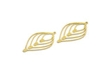 Brass Drop Charm, 4 Raw Brass Drop Shaped Charms With 1 Loop, Findings (40x23x0.60mm) A6428