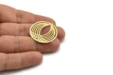 Brass Geometric Charm, 2 Raw Brass Round Charms With 1 Hole (32x30x0.60mm) A6431