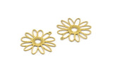 Brass Flower Charm, 4 Raw Brass Flower Shaped Charms With 1 Loop, Findings (31x30x0.60mm) A6427