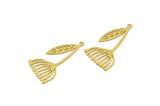Brass Dandelion Charm, 12 Raw Brass Taraxacum Charms With 1 Loop (34x18x0.60mm) A6426