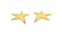Gold Star Earring, 2 Gold Plated Brass Long Star Stud Earrings (41x35x1mm) BS 2179 A1195 H0449