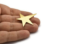 Gold Star Earring, 2 Gold Plated Brass Long Star Stud Earrings (41x35x1mm) BS 2179 A1195 H0449