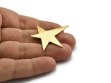 Gold Star Earring, 2 Gold Plated Brass Long Star Stud Earrings (41x35x1mm) BS 2179 A1195 H0449