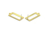 Brass Rectangle Earring, 8 Raw Brass Rectangle Stud Earrings With 1 Loop (33x14x0.80mm) B0321 A6600