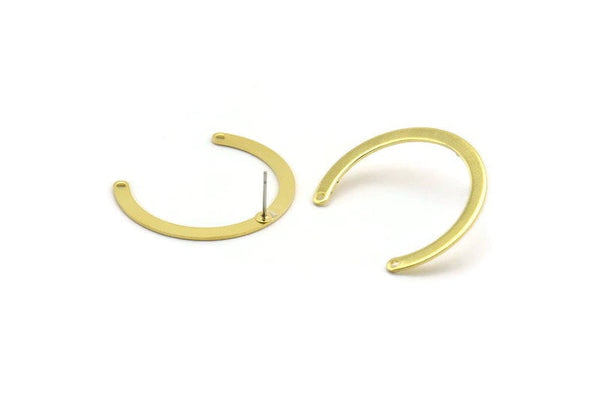 Earring Studs, 6 Raw Brass -  Geometric Stud Earrings - Brass Earrings - Earrings (34x3x0.80mm) B0341 A6599