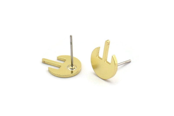 Earring Studs, 12 Raw Brass - Irregular Shaped Stud Earrings - Brass Earrings - Earrings (12x10x1mm) A6575