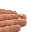 Brass Oval Earring, 12 Raw Brass Tiny Oval Shaped Stud Earrings (7.5x6x0.80mm) A6584