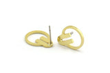 Earring Studs, 12 Raw Brass - Irregular Shaped Stud Earrings - Brass Earrings - Earrings (16x12x1mm) A6588