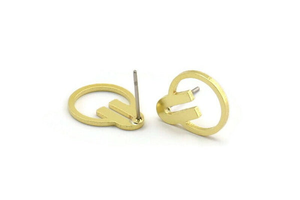 Earring Studs, 12 Raw Brass - Irregular Shaped Stud Earrings - Brass Earrings - Earrings (16x12x1mm) A6588