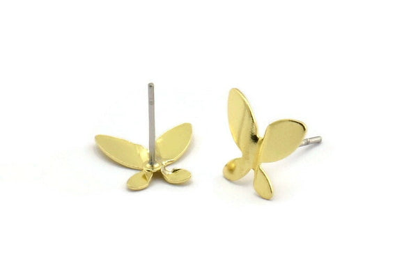 Brass Butterfly Earring, 12 Raw Brass Butterfly Stud Earrings (10mm) BS 1278 A6571