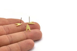 Brass Stud Earring, 12 Raw Brass V Shaped Stud Earrings (11x6.5x0.80mm) A6562