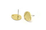Brass Drop Earring, 10 Raw Brass Drop Shaped Stud Earrings With 1 Hole (12x10x1mm) D916 A6568