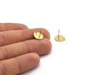 Brass Drop Earring, 10 Raw Brass Drop Shaped Stud Earrings With 1 Hole (12x10x1mm) D916 A6568