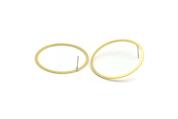 Brass Circle Earring, 8 Raw Brass Circle Stud Earrings (38x1.5x0.80mm) A6026 A6577