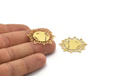 Brass Flower Earring, 4 Raw Brass Sunflower Shaped Stud Earrings (31x29x0.60mm) A3614 A6593