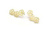 Brass Flower Earring, 8 Raw Brass Flower Shaped Stud Earrings (28x13x0.60mm) A3519 A6604