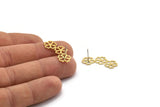 Brass Flower Earring, 8 Raw Brass Flower Shaped Stud Earrings (28x13x0.60mm) A3519 A6604