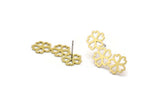 Brass Flower Earring, 8 Raw Brass Flower Shaped Stud Earrings (28x13x0.60mm) A3519 A6604