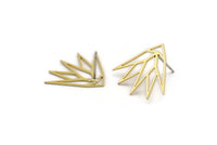 Brass Flower Earring, 10 Raw Brass Origami Shaped Lotus Flower Stud Earrings (20x24x0.60mm) A4337 A6596