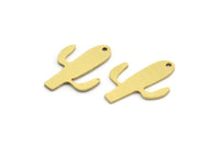 Brass Cactus Charm, 24 Raw Brass Cactus Charms With 1 Hole (21x14.5x0.80mm) A5142