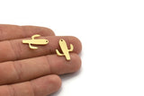 Brass Cactus Charm, 24 Raw Brass Cactus Charms With 1 Hole (21x14.5x0.80mm) A5142