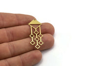 Brass Fringed Charm, 8 Raw Brass Fringe Shaped Charms With 1 Hole, Findings (44.5x16x0.80mm) A6450