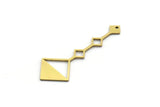 Brass Fringed Charm, 12 Raw Brass Fringe Shaped Charms With 1 Hole, Findings (44.5x16x0.80mm) A6455