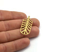 Brass Leaf Charm, 4 Raw Brass Branch Charms With 1 Loop, Charm Pendants (41x16x0.60mm) A6458