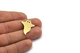 Brass Ghost Charm, 8 Raw Brass Ghost Charms With 1 Hole, Findings (30x21x0.80mm) A6470