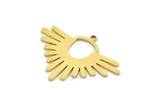 Brass Sun Charm, 8 Raw Brass Rising Sun Shaped Charms With 1 Loop, Findings (24x32x0.80mm) A6471
