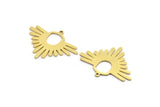 Brass Sun Charm, 8 Raw Brass Rising Sun Shaped Charms With 1 Loop, Findings (24x32x0.80mm) A6471