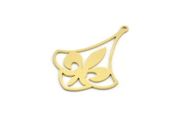 Brass Charm, 6 Raw Brass Ethnic Motif Charms With 1 Loop, Earring Charms, Pendant Charms (34x24x0.60mm) A6700