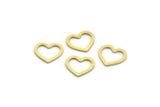 Brass Heart Charm, 100 Raw Brass Tiny Heart Connectors, Findings (8x8.5x0.60mm) A6720