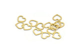 Brass Heart Charm, 100 Raw Brass Tiny Heart Connectors, Findings (8x8.5x0.60mm) A6720