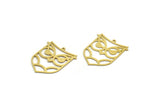 Brass Bird Charm, 4 Raw Brass Owl Shaped Charms With 1 Loop (30x25x0.60mm) A6630