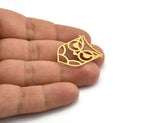 Brass Bird Charm, 4 Raw Brass Owl Shaped Charms With 1 Loop (30x25x0.60mm) A6630