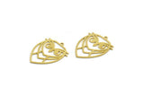 Brass Bird Charm, 10 Raw Brass Owl Shaped Charms With 1 Loop (28x22x0.60mm) A6632