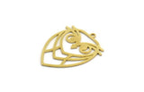 Brass Bird Charm, 10 Raw Brass Owl Shaped Charms With 1 Loop (28x22x0.60mm) A6632
